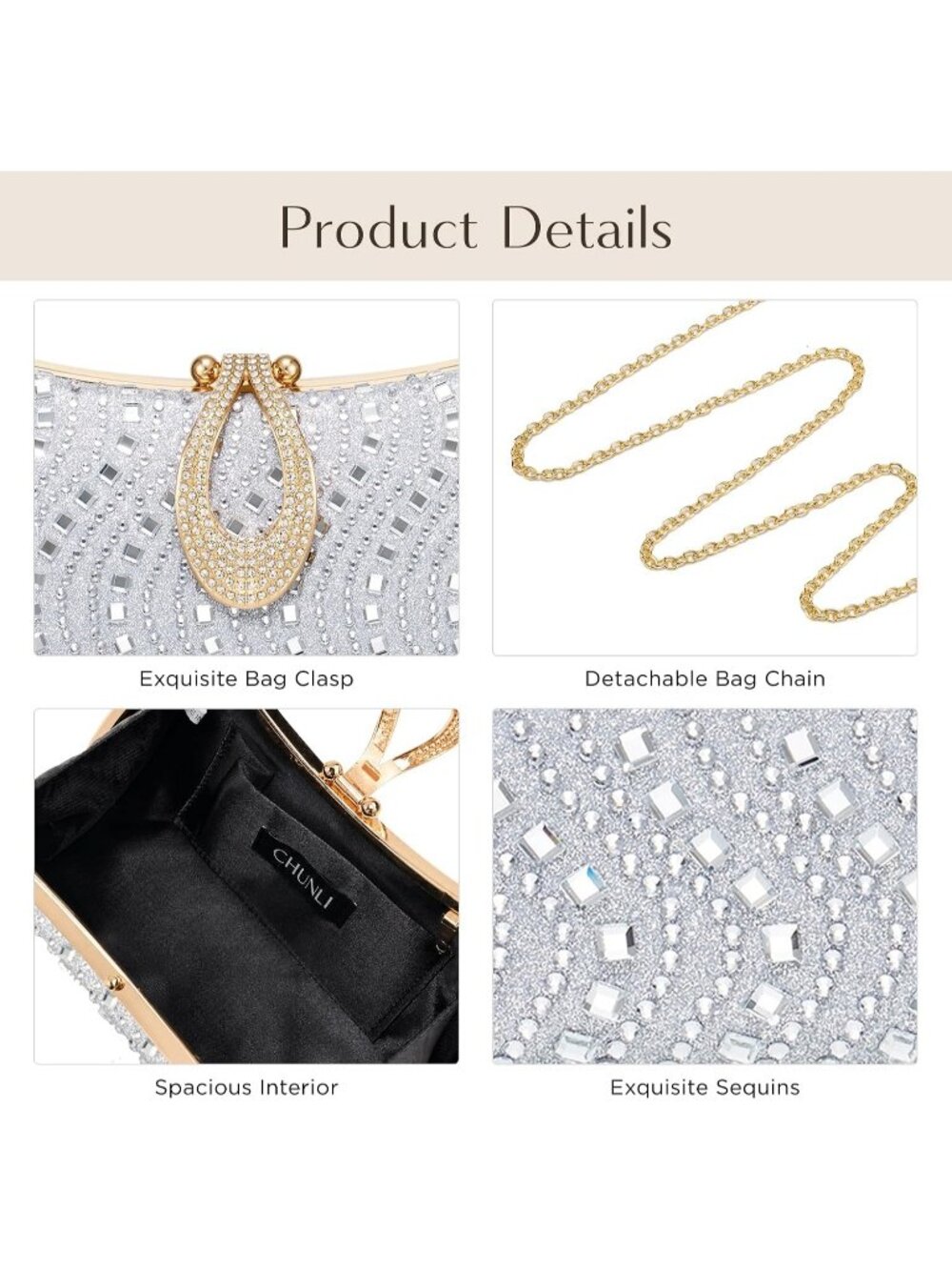 https://poshmark.com/listing/Women-Silver-Clutch-Purse-Evening-Party-Prom-Chain- - Picture 6 of 6